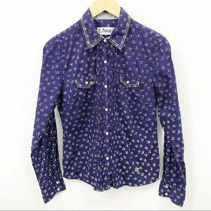 Adiktd Pearl Snap Western Floral Pleated Shirt